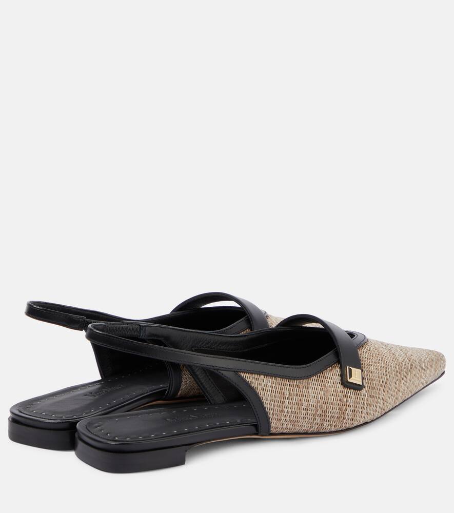 Max Mara Leather-trimmed slingback flats