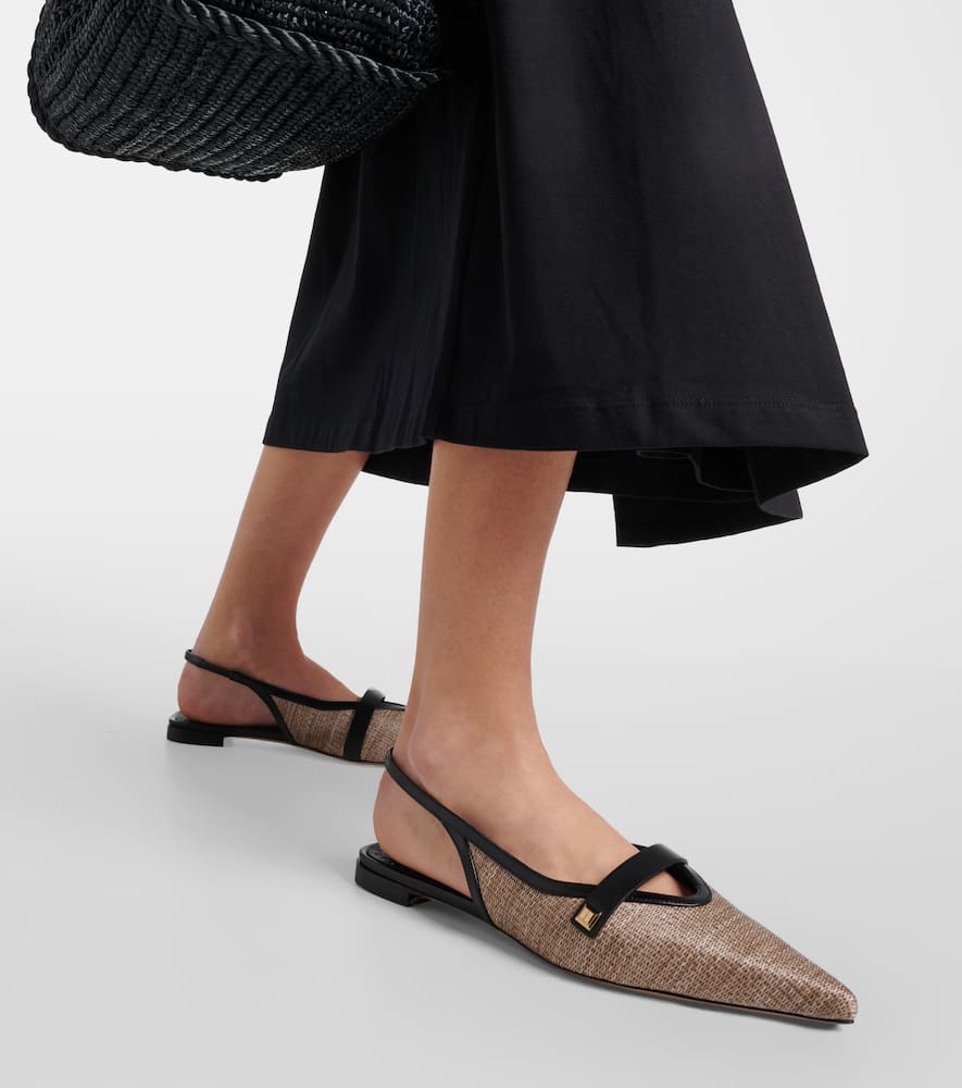 Max Mara Leather-trimmed slingback flats
