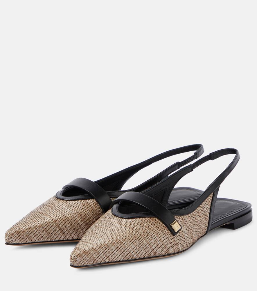 Max Mara Leather-trimmed slingback flats