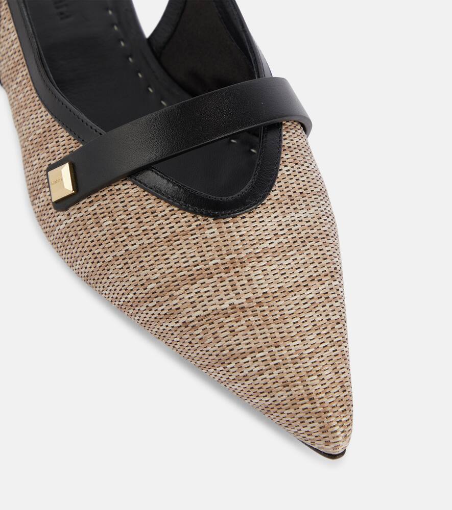 Max Mara Leather-trimmed slingback flats
