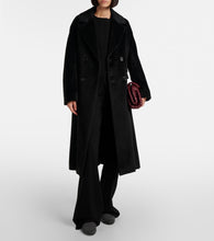 Max Mara Logo embroidered velvet corduroy loafers