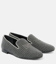 Max Mara Logo embroidered velvet corduroy loafers - Max Mara 标志刺绣丝绒灯芯绒乐福鞋