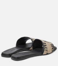 Max Mara Logo jacquard raffia-effect slides