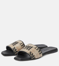 Max Mara Logo jacquard raffia-effect slides