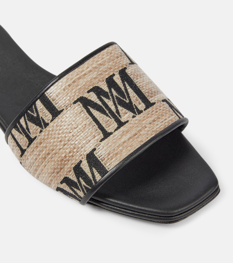 Max Mara Logo jacquard raffia-effect slides