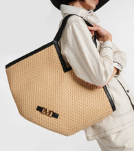Max Mara Luigi leather-trimmed raffia tote bag