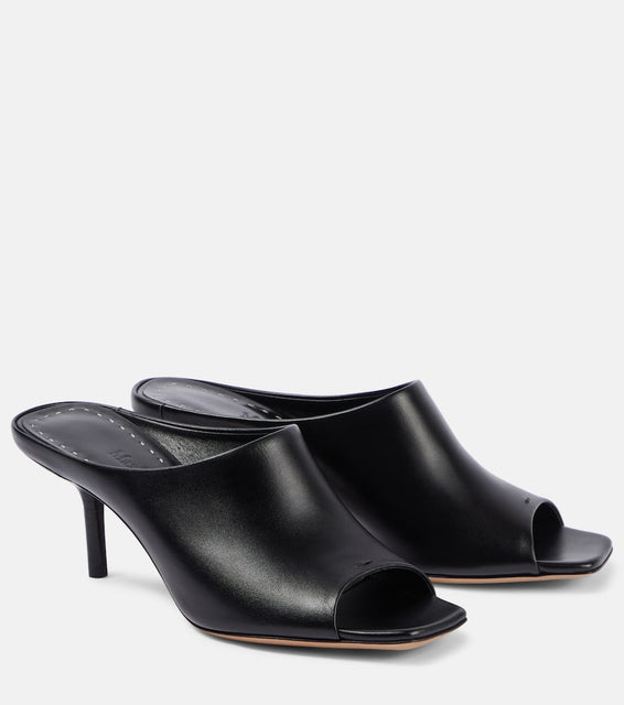 Max Mara Muleopentoe 65 leather mules