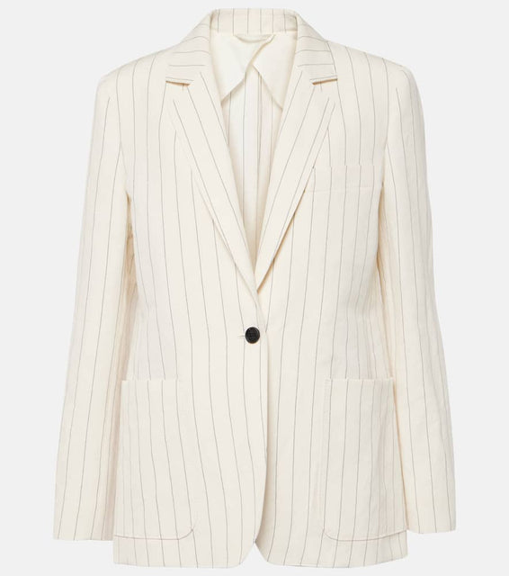 Max Mara Pinstripe linen and cotton blazer