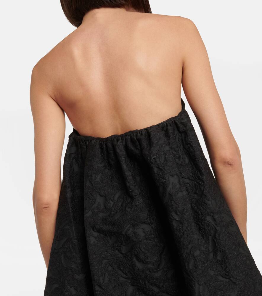 Max Mara Strapless paneled jacquard minidress