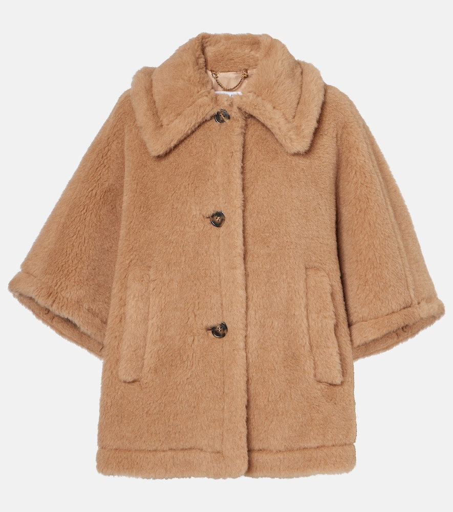 Max Mara Tenebre alpaca, cashmere and silk teddy cape