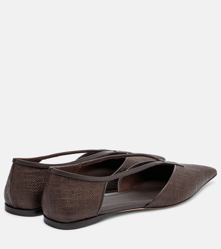 Max Mara Volpino leather-trimmed woven ballet flats