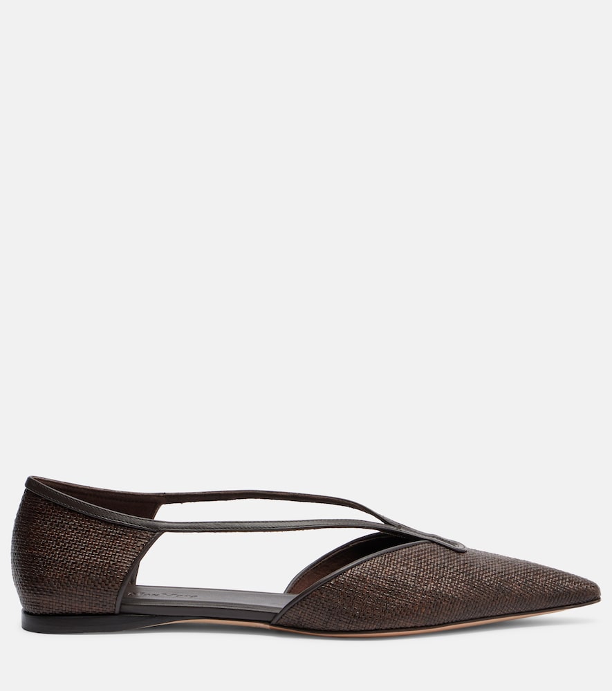 Max Mara Volpino leather-trimmed woven ballet flats