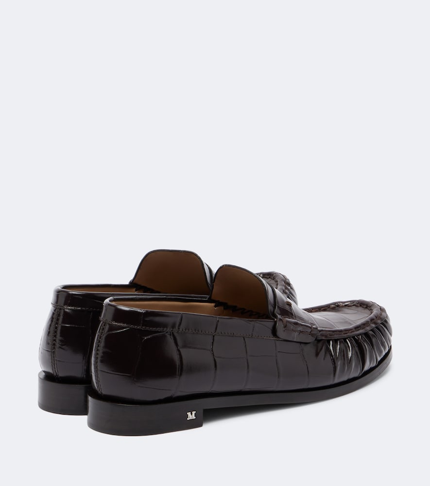 Brown Max Mara Croc-effect leather penny loafers - Loafers