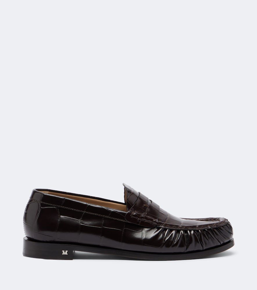 Brown Max Mara Croc-effect leather penny loafers - Loafers