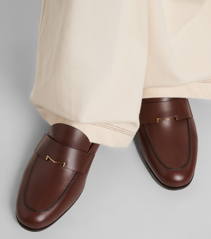 Max Mara Embellished leather penny loafers (Brown) - Loafers