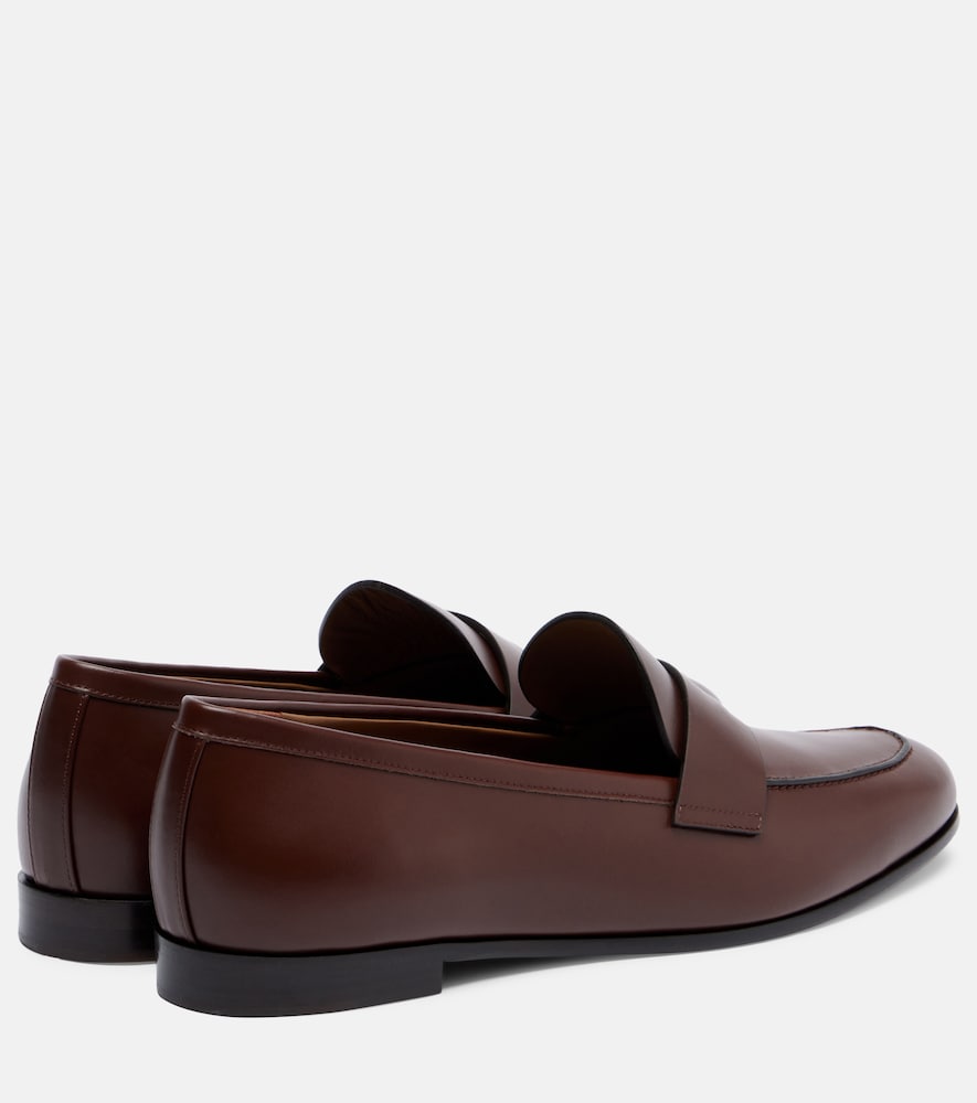 Max Mara Embellished leather penny loafers (Brown) - Loafers