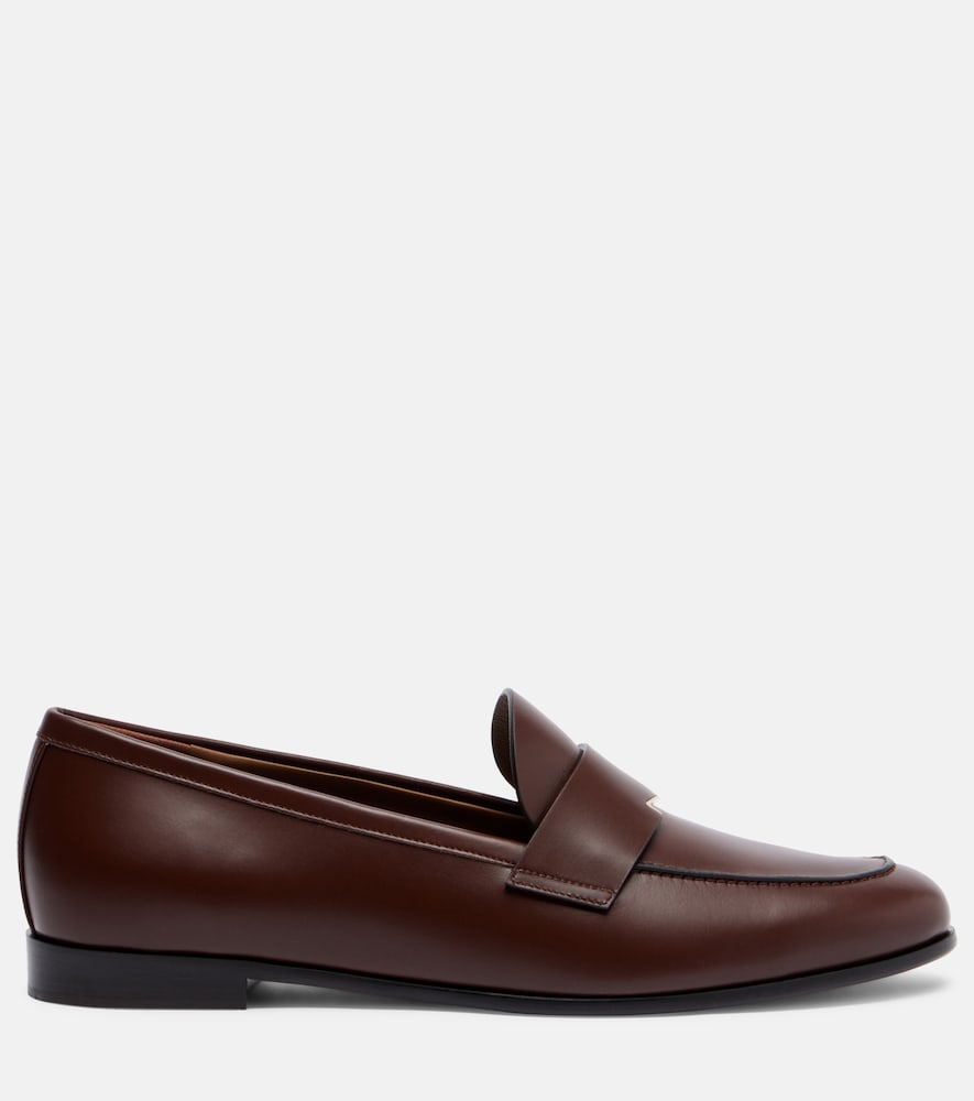 Max Mara Embellished leather penny loafers (Brown) - Loafers