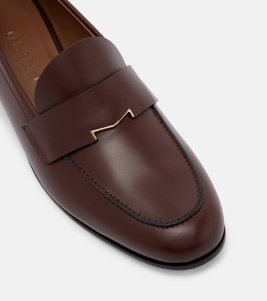 Max Mara Embellished leather penny loafers (Brown) - Loafers