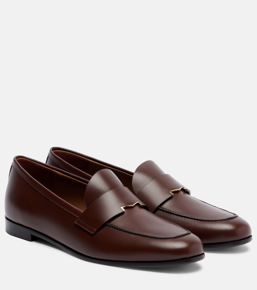 Max Mara Embellished leather penny loafers (Brown) - Loafers