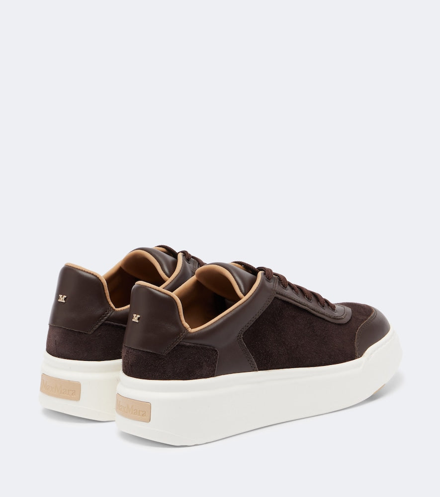Max Mara Leather-trimmed suede platform sneakers in Brown - Low-Top Sneakers