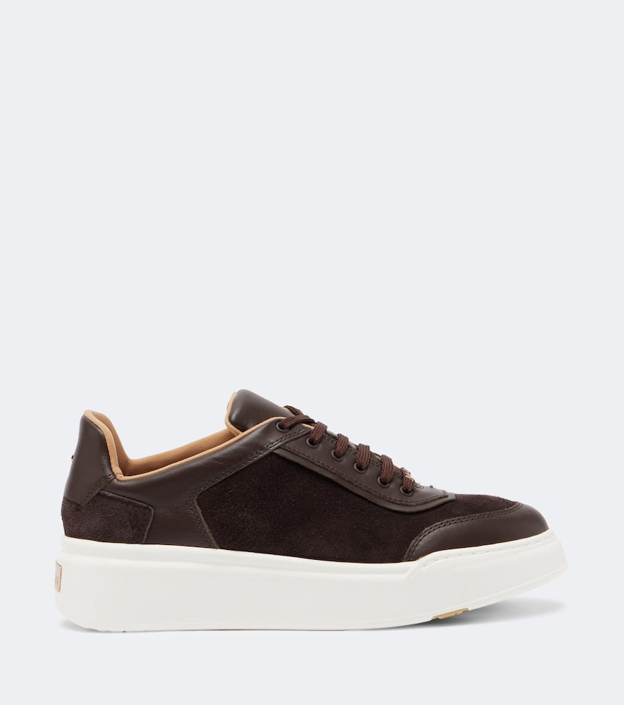 Max Mara Leather-trimmed suede platform sneakers in Brown - Low-Top Sneakers