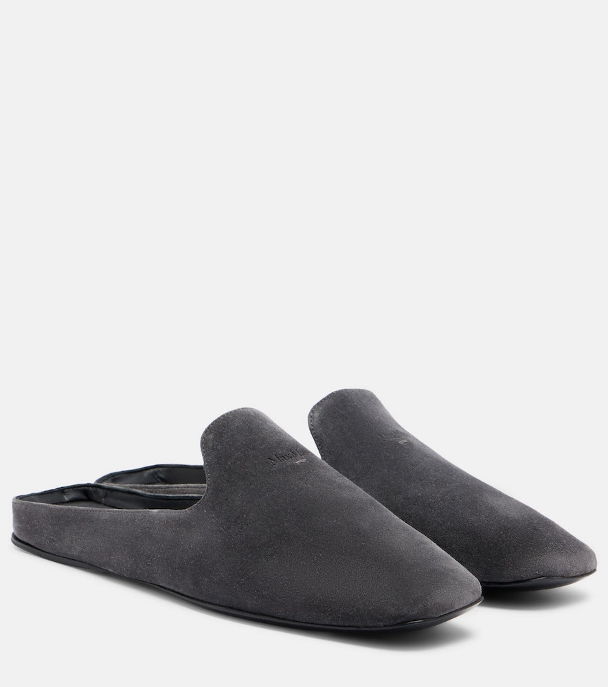 Max Mara Logo suede mules (Grey) - Mules
