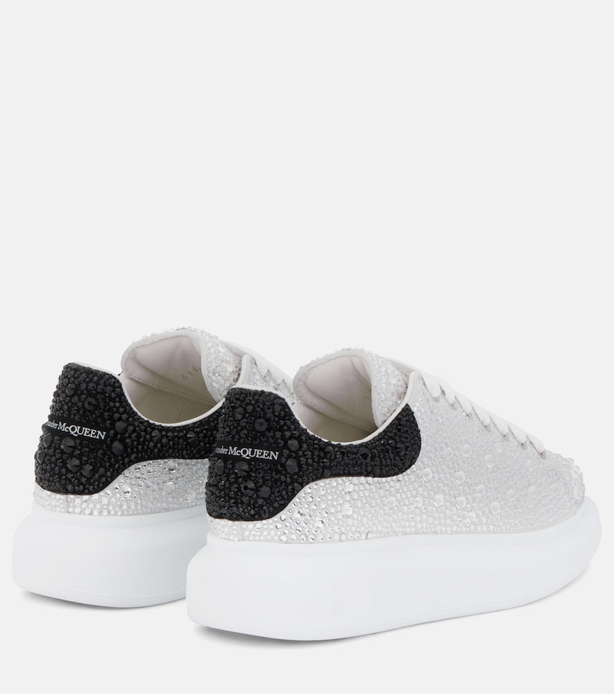 McQueen Oversized embellished leather sneakers
