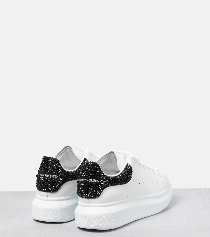 McQueen Oversized embellished leather sneakers