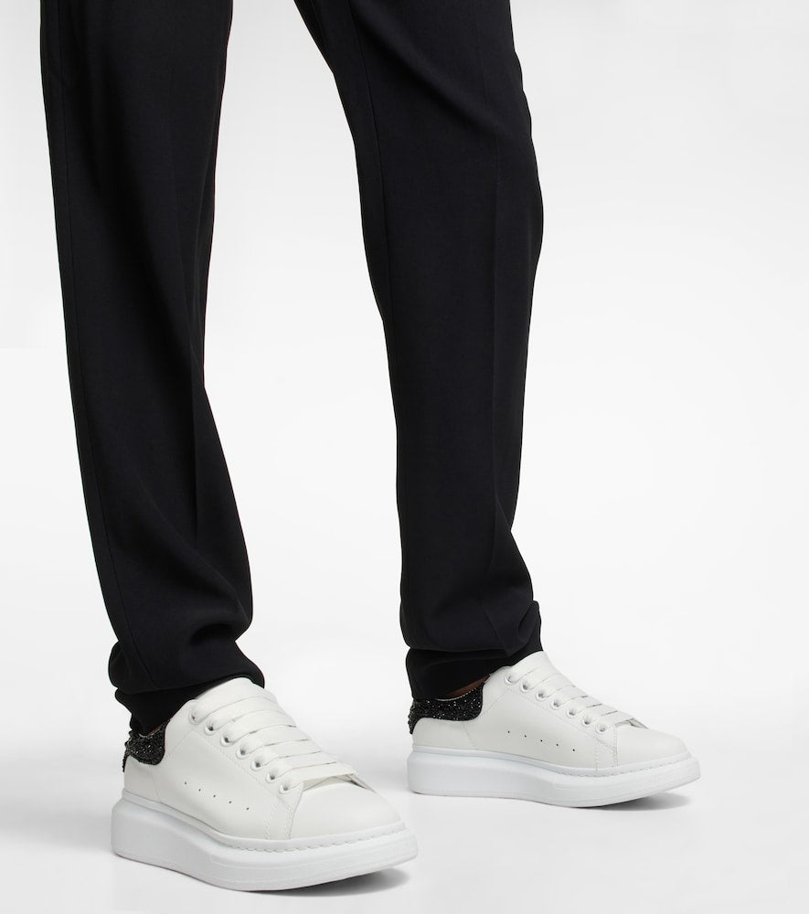 McQueen Oversized embellished leather sneakers