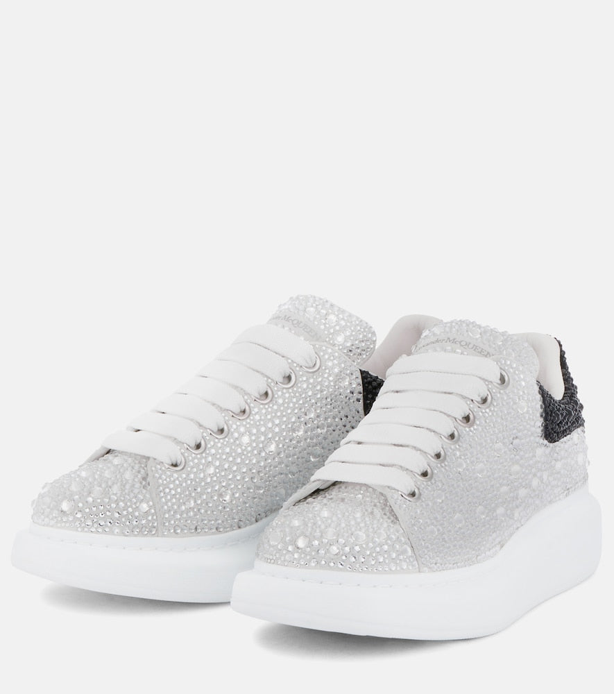 McQueen Oversized embellished leather sneakers