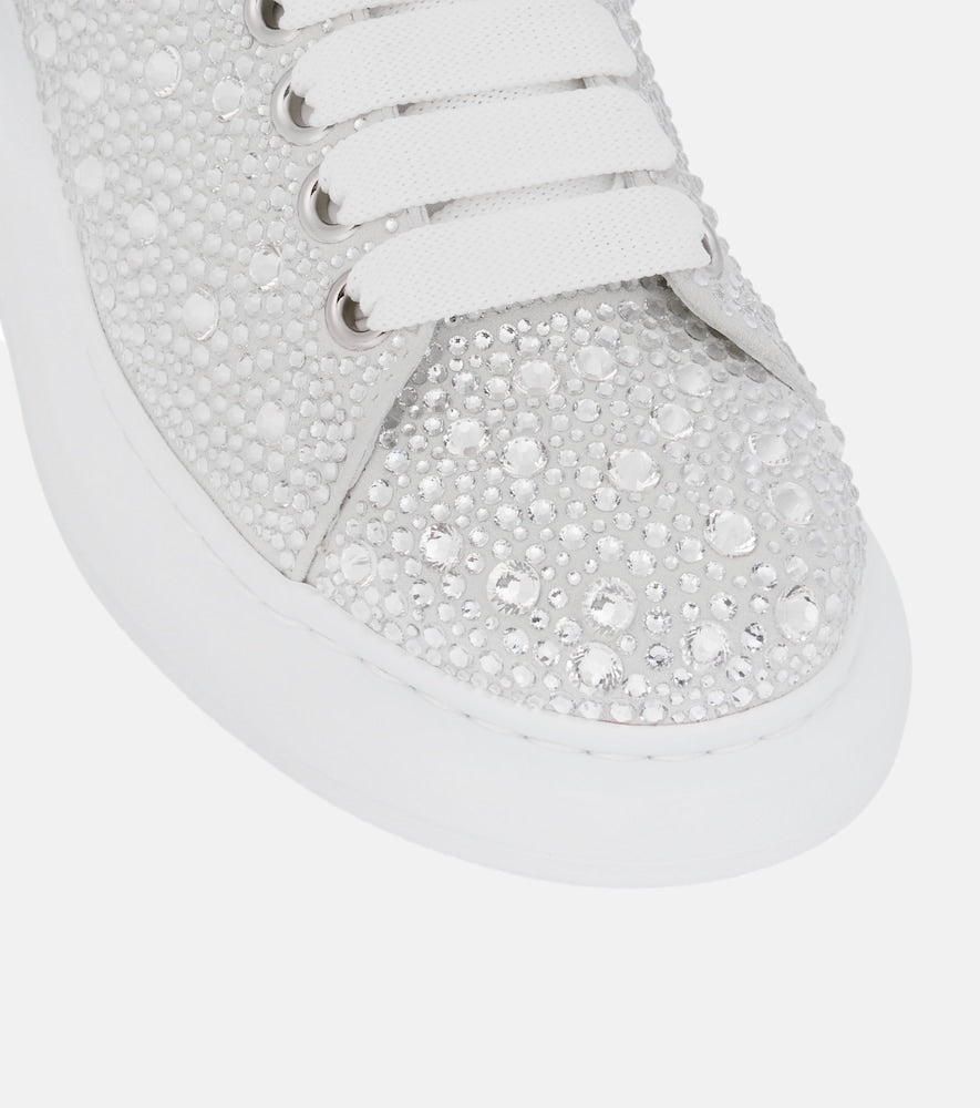 McQueen Oversized embellished leather sneakers