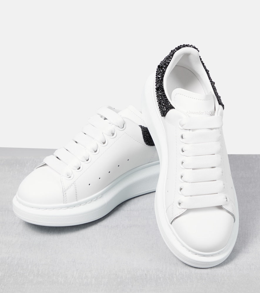 McQueen Oversized embellished leather sneakers