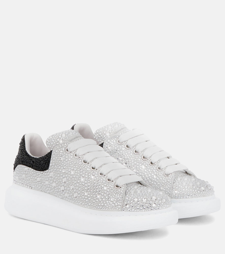 McQueen Oversized embellished leather sneakers - McQueen 超大号装饰皮革运动鞋