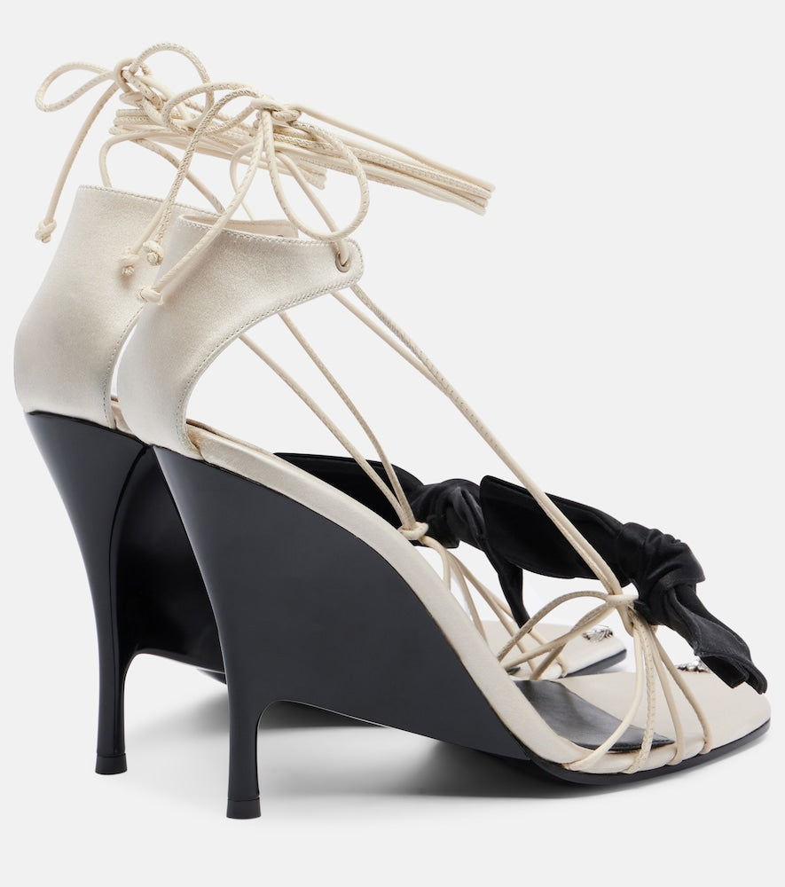 McQueen Koko bow-detail wedge sandals - White High-Heel Sandals