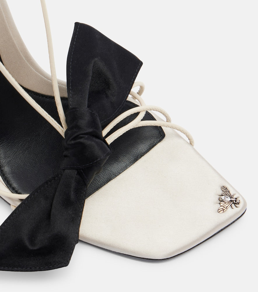 McQueen Koko bow-detail wedge sandals - White High-Heel Sandals