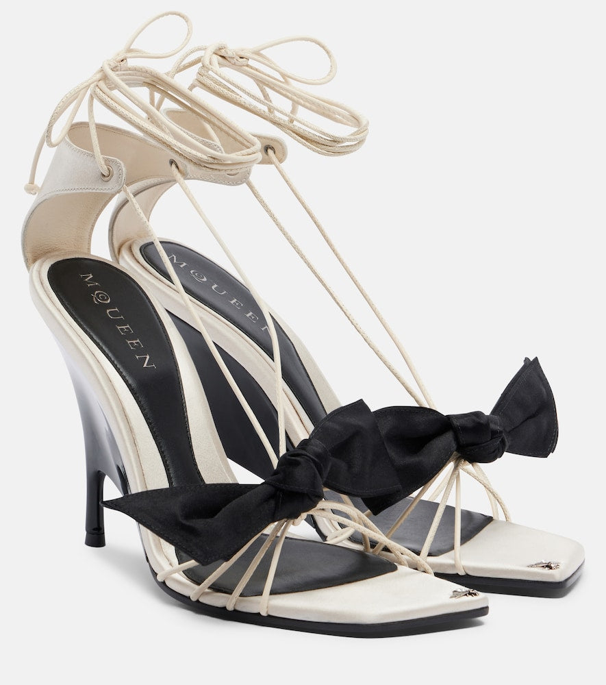 McQueen Koko bow-detail wedge sandals - White High-Heel Sandals