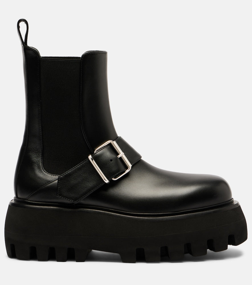 McQueen Sofa Buckle leather ankle boots - Black Flat Boots