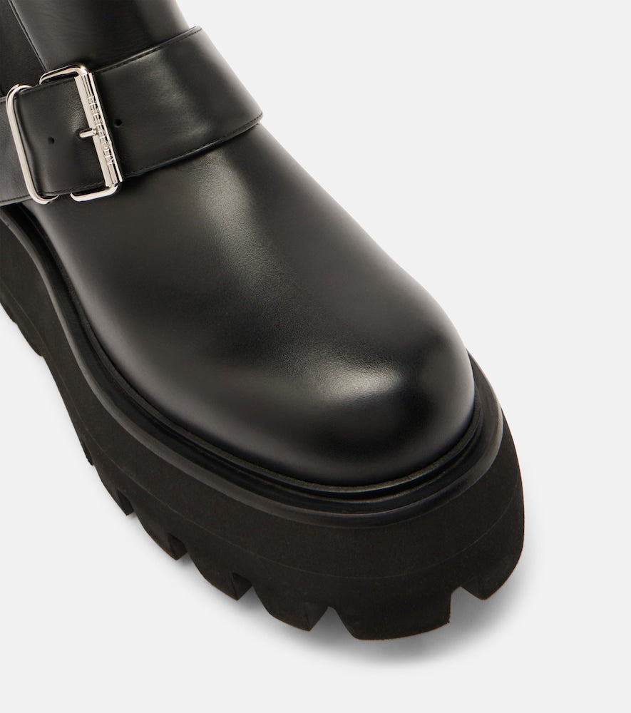 McQueen Sofa Buckle leather ankle boots - Black Flat Boots
