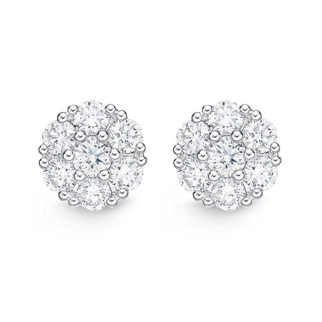 Memoire Diamond Floral Stud Earrings 7/8ctw