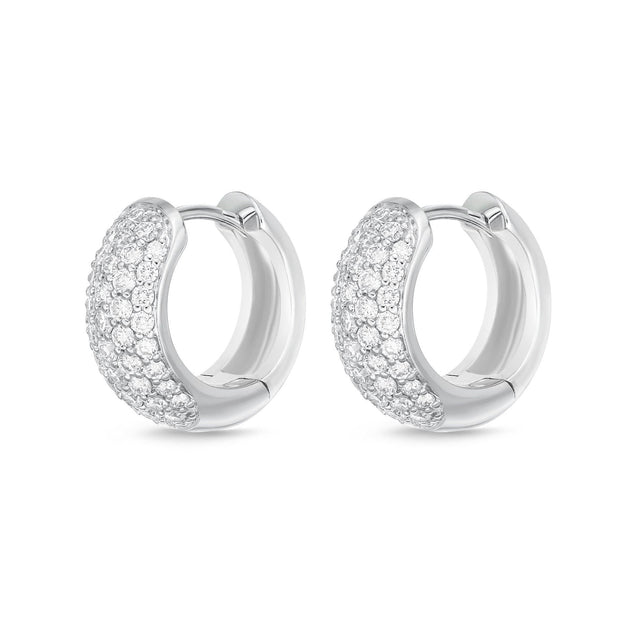 Memoire Diamond Pave Huggie Hoop Earrings 3/4ctw