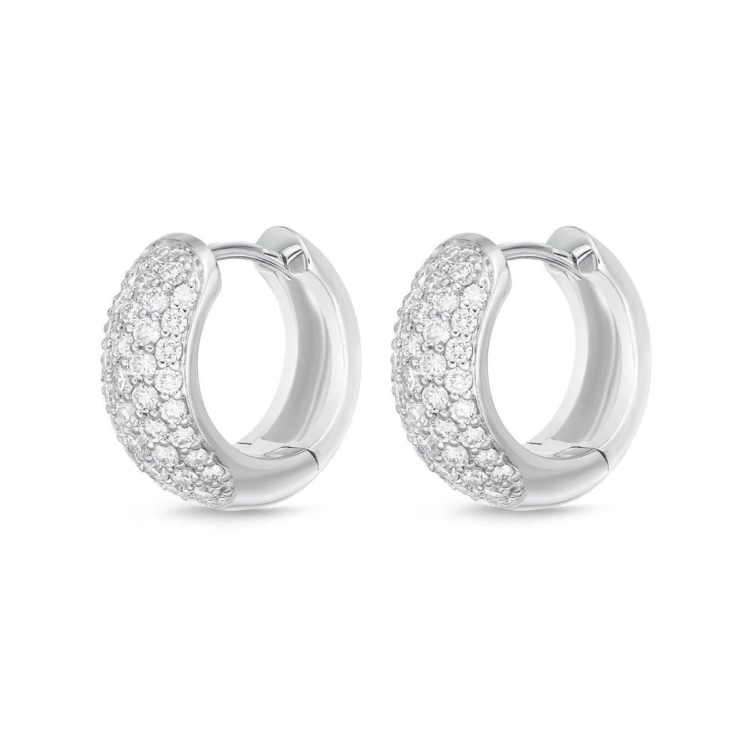 Memoire Diamond Pave Huggie Hoop Earrings 3/4ctw