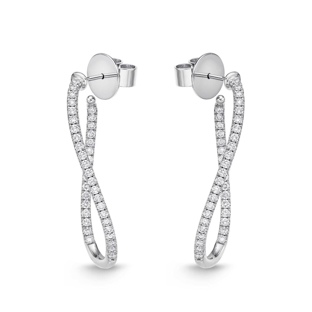 Memoire Diamond Small Twist Hoop Earrings 7/8ctw
