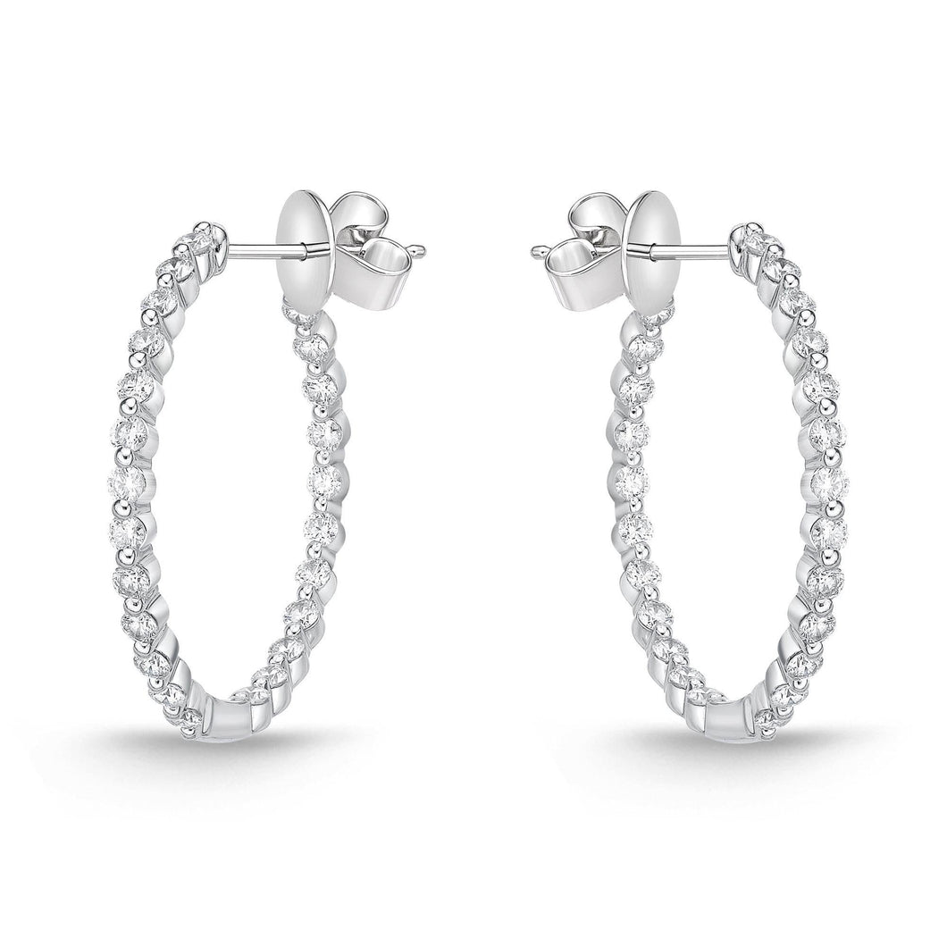 Memoire Single-Prong Diamond Hoop Earrings 1ctw