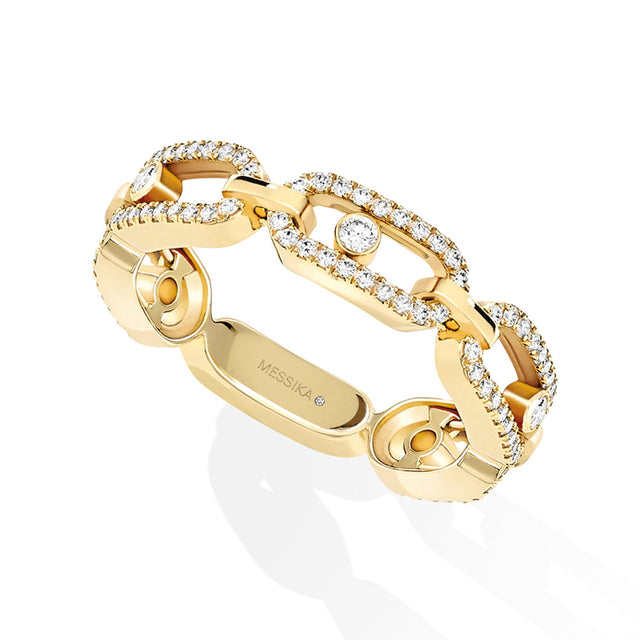 Messika Move Link Multi 3/8ctw Diamond Pave Yellow Gold Ring | Size 7