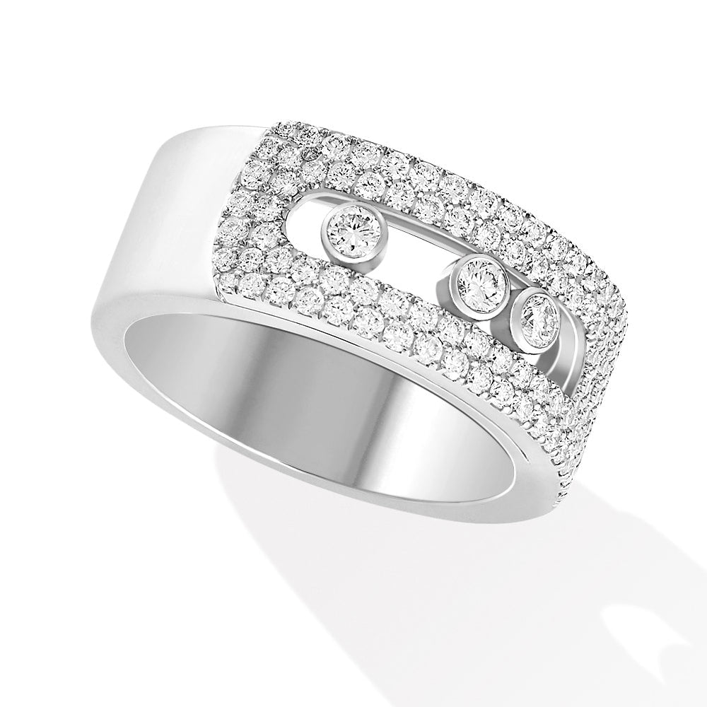 Messika Move Noa GM 3/4ctw Diamond Pave White Gold Band Ring | 8mm | Size 7