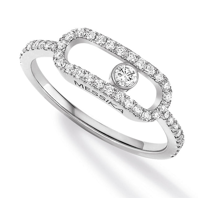 Messika Move Uno 1/3ctw Diamond Pave LM White Gold Ring | Size 7