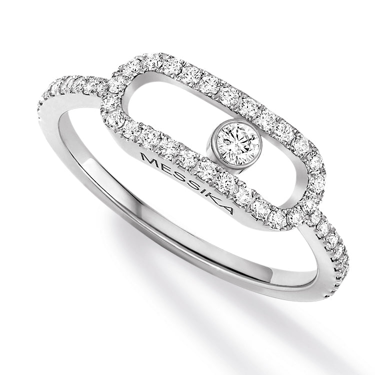 Messika Move Uno 1/3ctw Diamond Pave LM White Gold Ring | Size 7