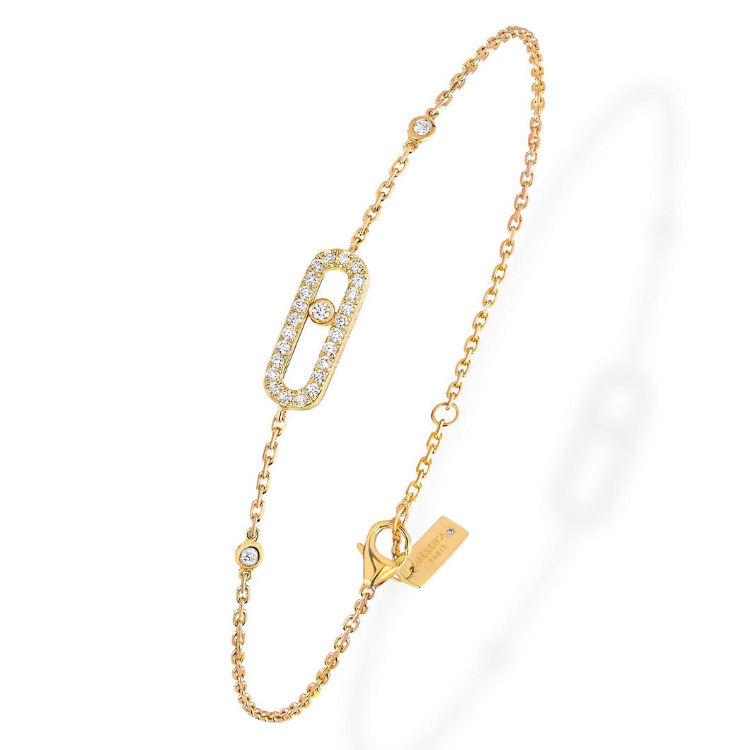 Messika Move Uno 1/5ctw Diamond Pave Yellow Gold Bracelet