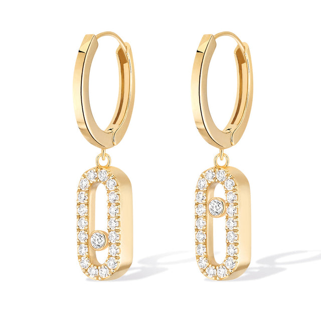 Messika Move Uno 1/5ctw Diamond Yellow Gold Hoop Earrings