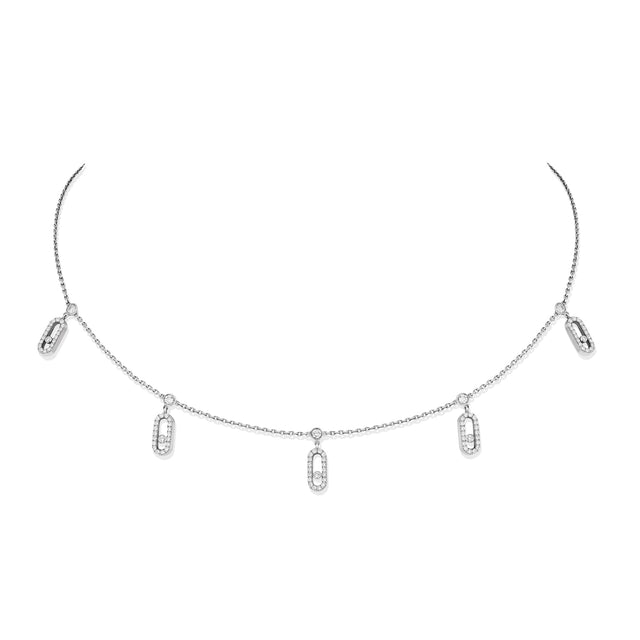 Messika Move Uno 5/8ctw Diamond Pave Drop Pendant White Gold Choker Necklace